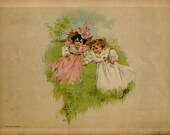 Antique 1894 Wild Flowers of America  Coloured Bookplate Color Book Plate Vintage Print Chromolithograph Lithograph Cover Front Back