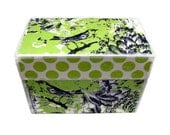 Little Bird Recipe Box - Decoupaged with Pistachio Colored Prints - Matching Dividers Available as Custom Listing - Lovefortheworld