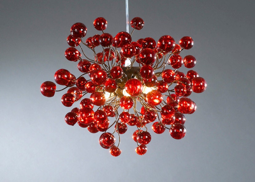 Ceiling lamp, Red lamp, Red bubbles