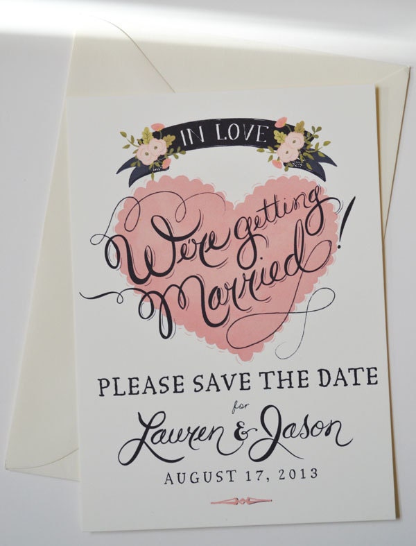 Save the Date Card with matching envelopes set of 25/ Blush