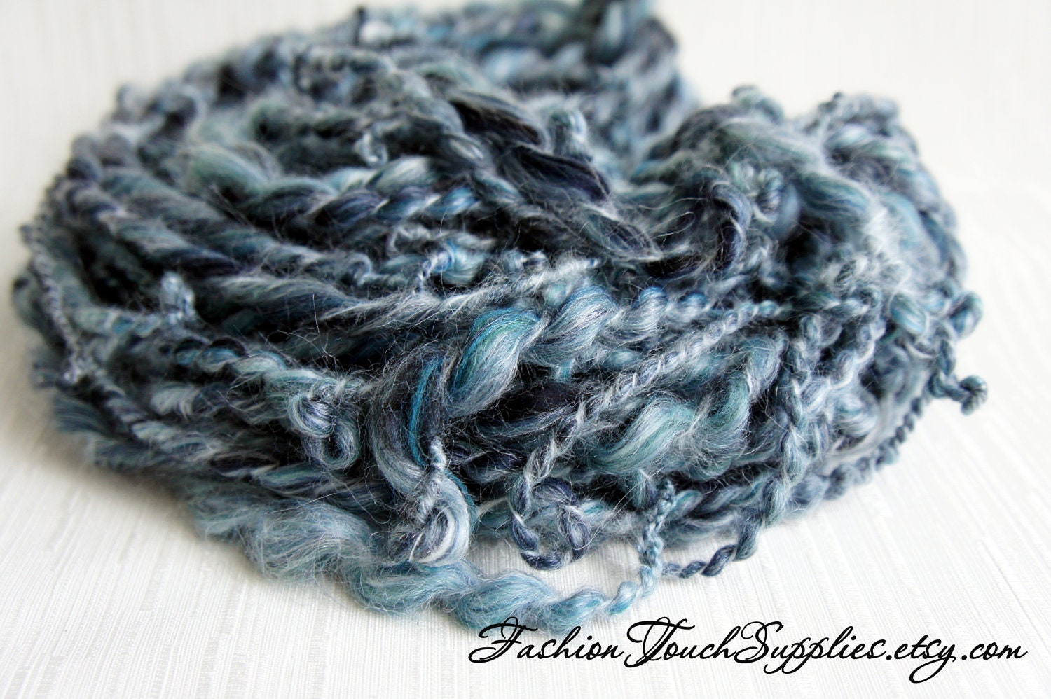 Thick and Thin Handspun Yarn Thunder, Merino/Tussah Art Yarn, knitting supplies crochet supplies, thick n thin