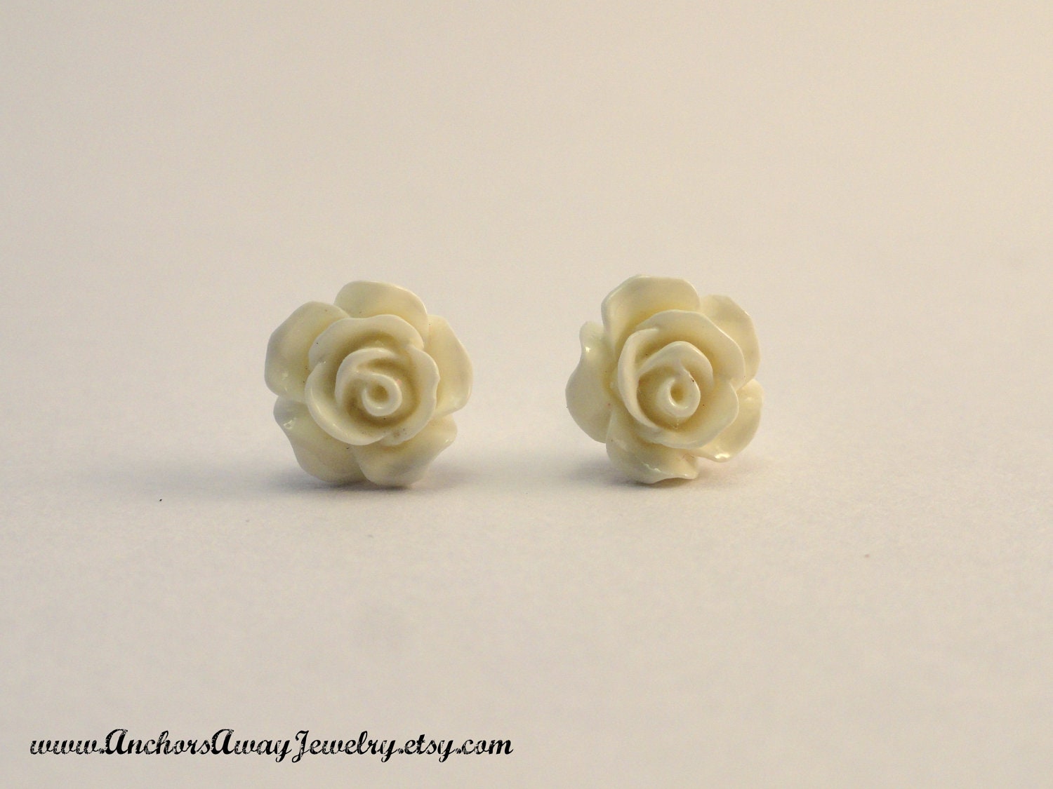 Small White Rose Stud Earrings - Flower Stud Earrings