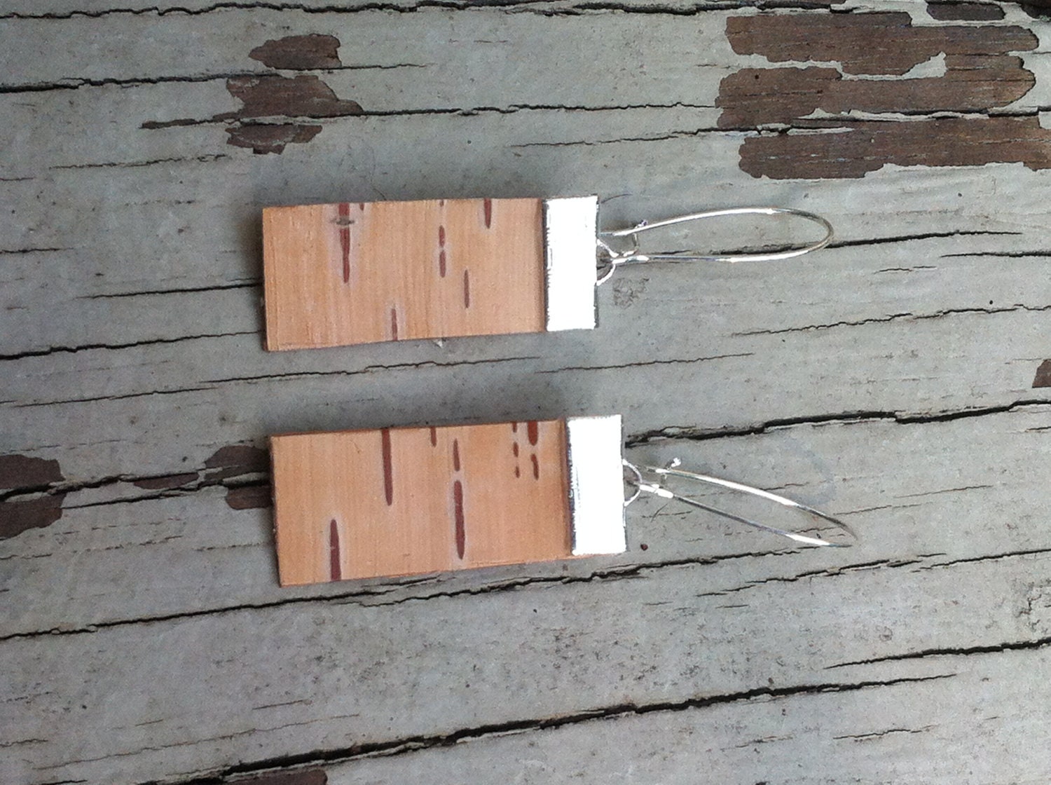 10% off usual price until Monday: Birch Bark Earrings (natural bark and silver)