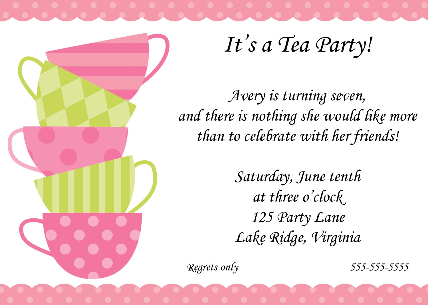Printable Tea Cups Birthday Invitation Il_570xn