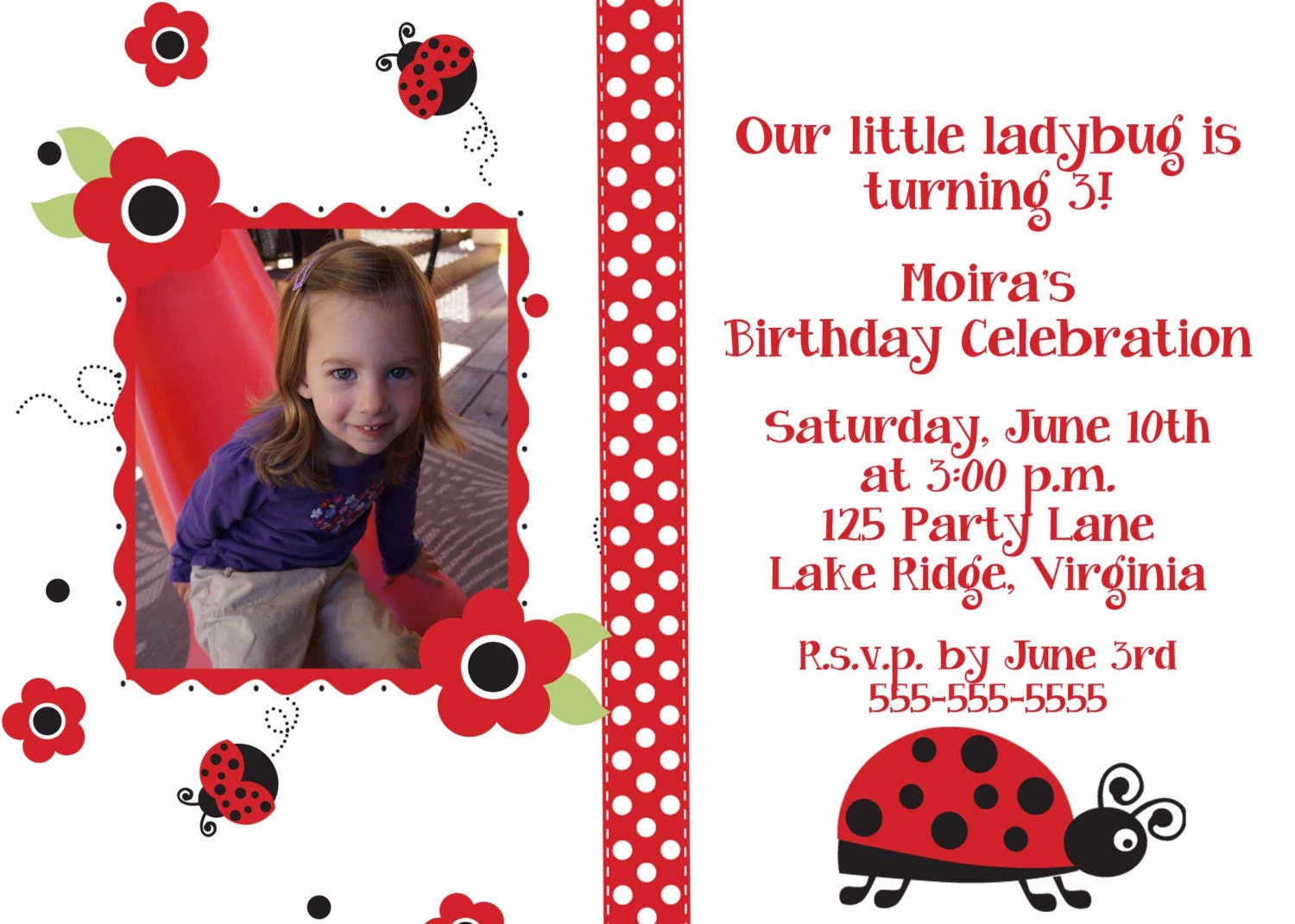Printable Ladybug Birthday Invitation - Photo Il_570xn