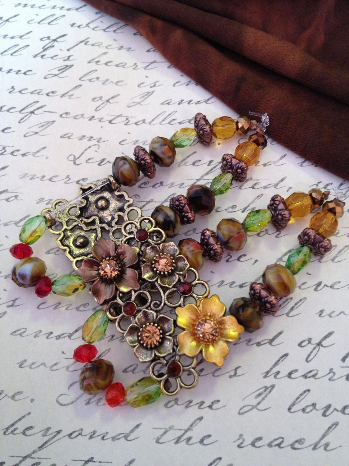 Bohemian fall floral bracelet gypsy jewelry bohemian jewelry hippie jewelry bracelet