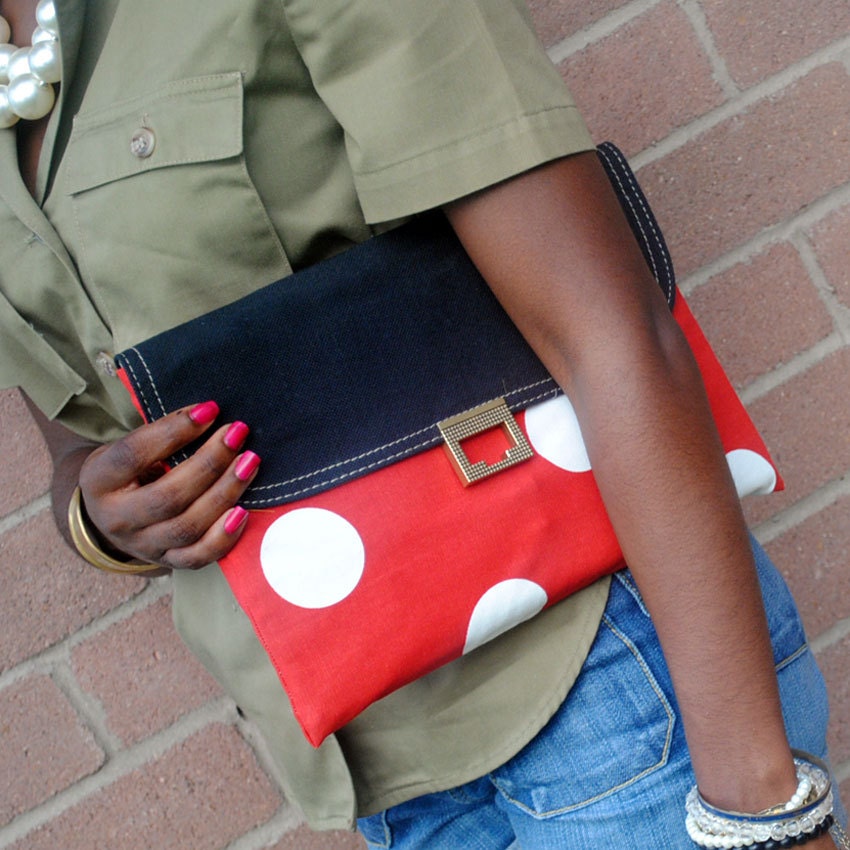 Red and White Polka Dot Clutch Cover