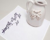 Linen white  napkin  Old Cottage  kitchen style  natural linen 100%, Eco-friendly, with hand oats printed