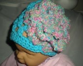 Baby Hat - Blue with Flower - Crochet