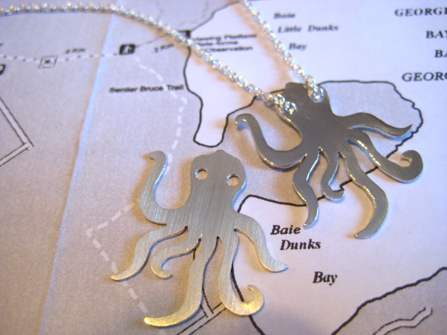 OCTOPUS Necklace in Sterling Silver. Handmade Original Animal Pendant. Nautical Jewelry. Sea Life Pendant. Silver Animal Silhouette.