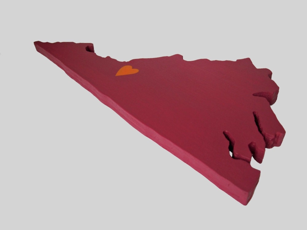Virginia Tech Hokies "State Heart" wall art, handcrafted wood with official team colors