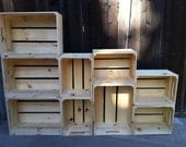 alternating size, extra large wooden crate bookshelf
