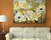Large Original Painting - Custom Made - Flower Painting - 30 x 36 Inch  - Red Poppies in Field