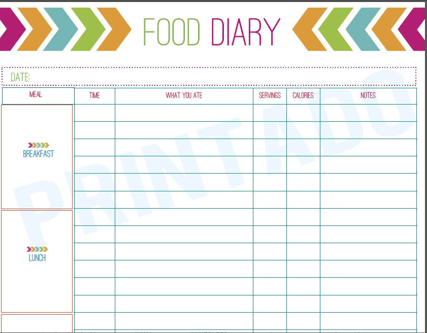 Free Printable Food Journal For Weight Loss