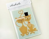 greeting card A6 (5.8 x 4.1) greeting card perfect for a wedding, with cute animal illustration of cats, lovely akashisko's stationery