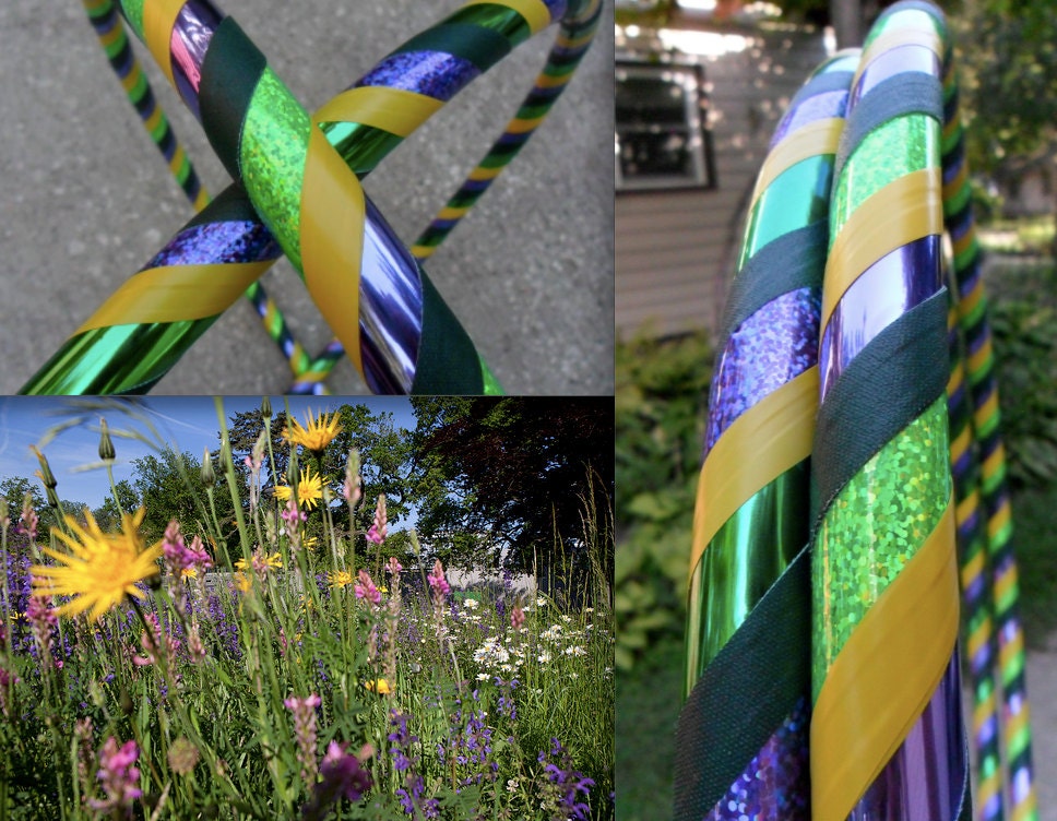 Prairie on Hwy 30 -  Custom Adult Hula HOOP- purple green yellow nature flowers Customizable Dance Fitness Play minis twins