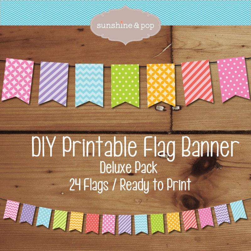 INSTANT DOWNLOAD - Rainbow Printable Flag Bunting Banner SUPER Pack - perfect for events, outdoor parties, decorations, diy party etc Il_170x135