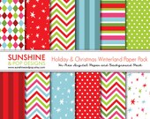 INSTANT DOWNLOAD - Christmas Holiday Patterns Digital Paper Pack - chevron and stipes perfect for scrapbooking, cards, invitations, tags Il_170x135