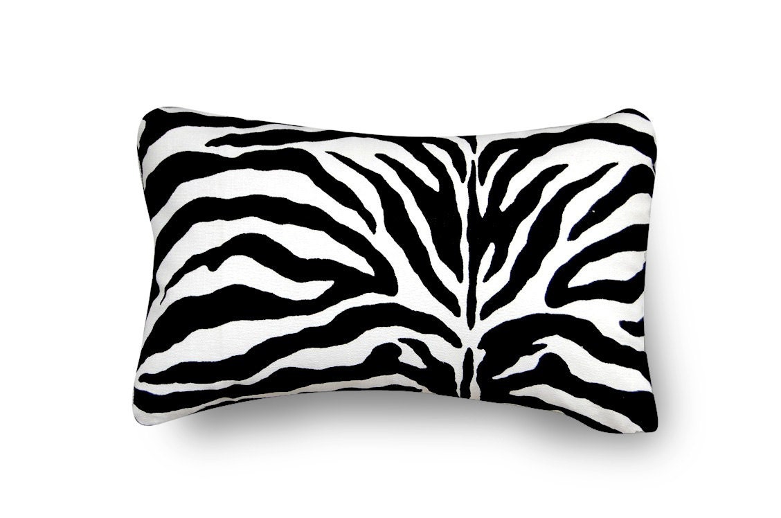 SALE-Zebra Pillow with pillow insert - 12X18 inch