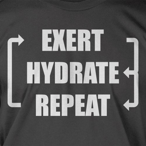 Workout Exercise Gym Weight Training Exert Hydrate Repeat Tshirt T-Shirt Tee Shirt Mens Womens Ladies Youth Kids Geek Funny
