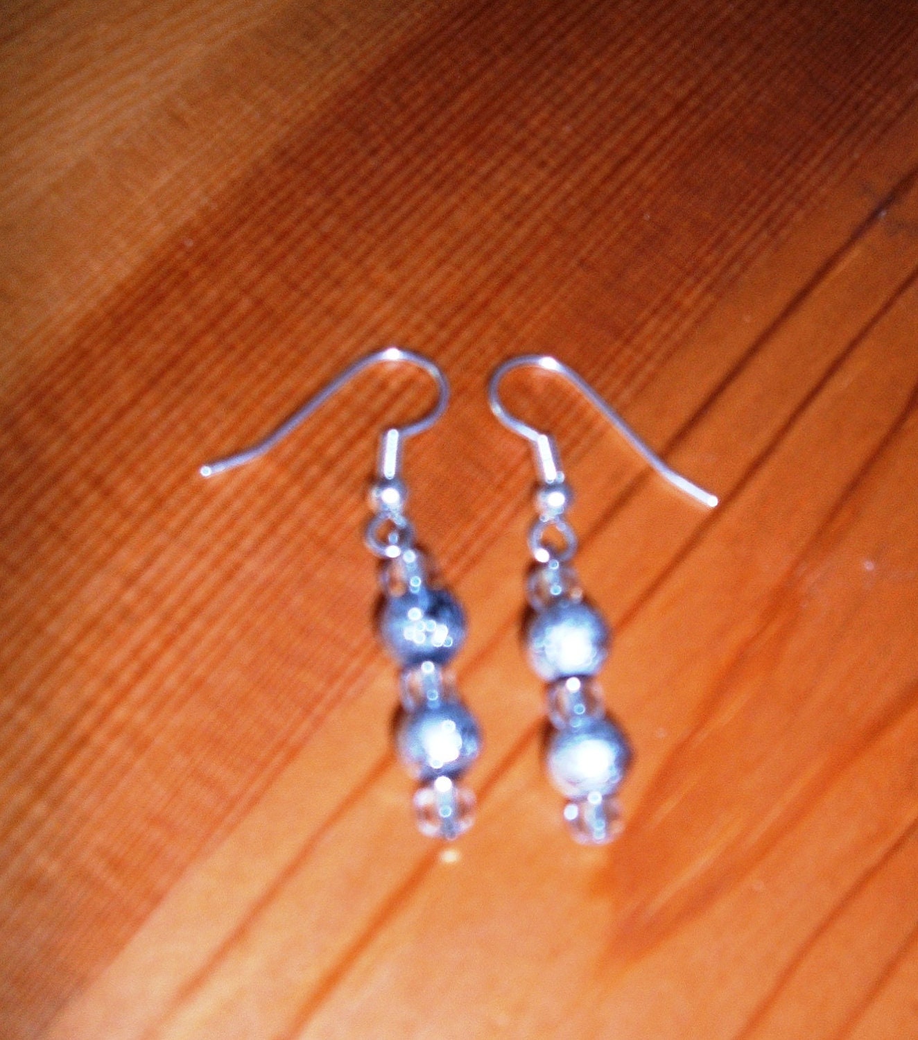 silver ball beaded drop earring