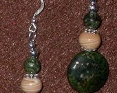 New Set 2 Semi Precious Earrings Green Pyrite LAPIS LAZULI SERPENTINE Feng Shui Healing Stones Gems Sterling Silver Jewelry Handcrafted Gift