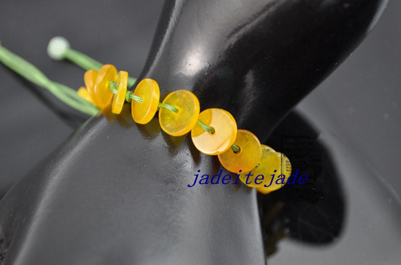 Natural Orange yellow jadeite Hand carved jade money bracelet natural yellow Jadeite Jade carved money good luck bracelet
