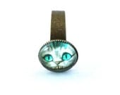 10% SALE Ring Cheshire Cat Smile Face Alice in wonderland fantasy Copper Cute Circle Shape