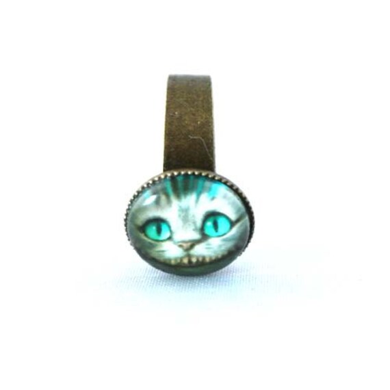 10% SALE Ring Cheshire Cat Smile Face Alice in wonderland fantasy Copper Cute Circle Shape
