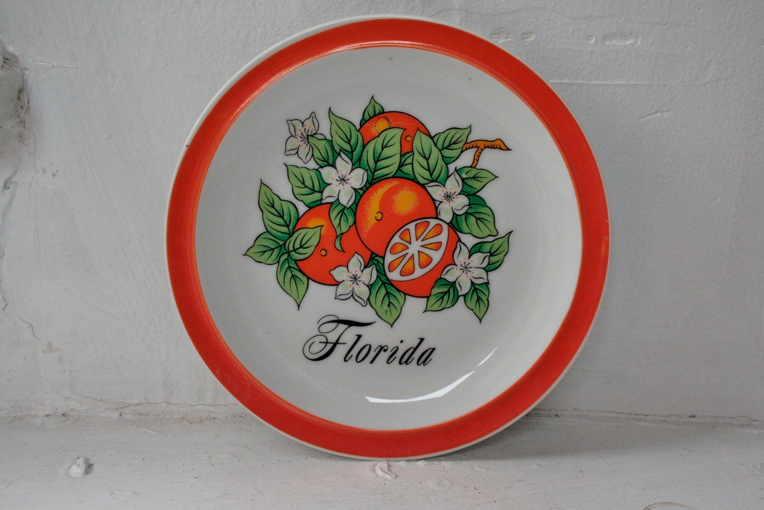 Retro Florida Oranges Souvenir Plate by Arrib