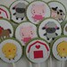Cupcake Toppers, Barnyard Cupcake Toppers, Farm Animals Cupcake Toppers, Pig, Sheep, Chick, Cow, Horse, Barn