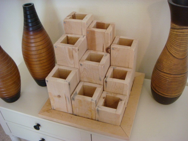 Flower Vases, Garden Planter, Pots, Wood, 9 Individual Vases stack together as one, "CRYSTAL"