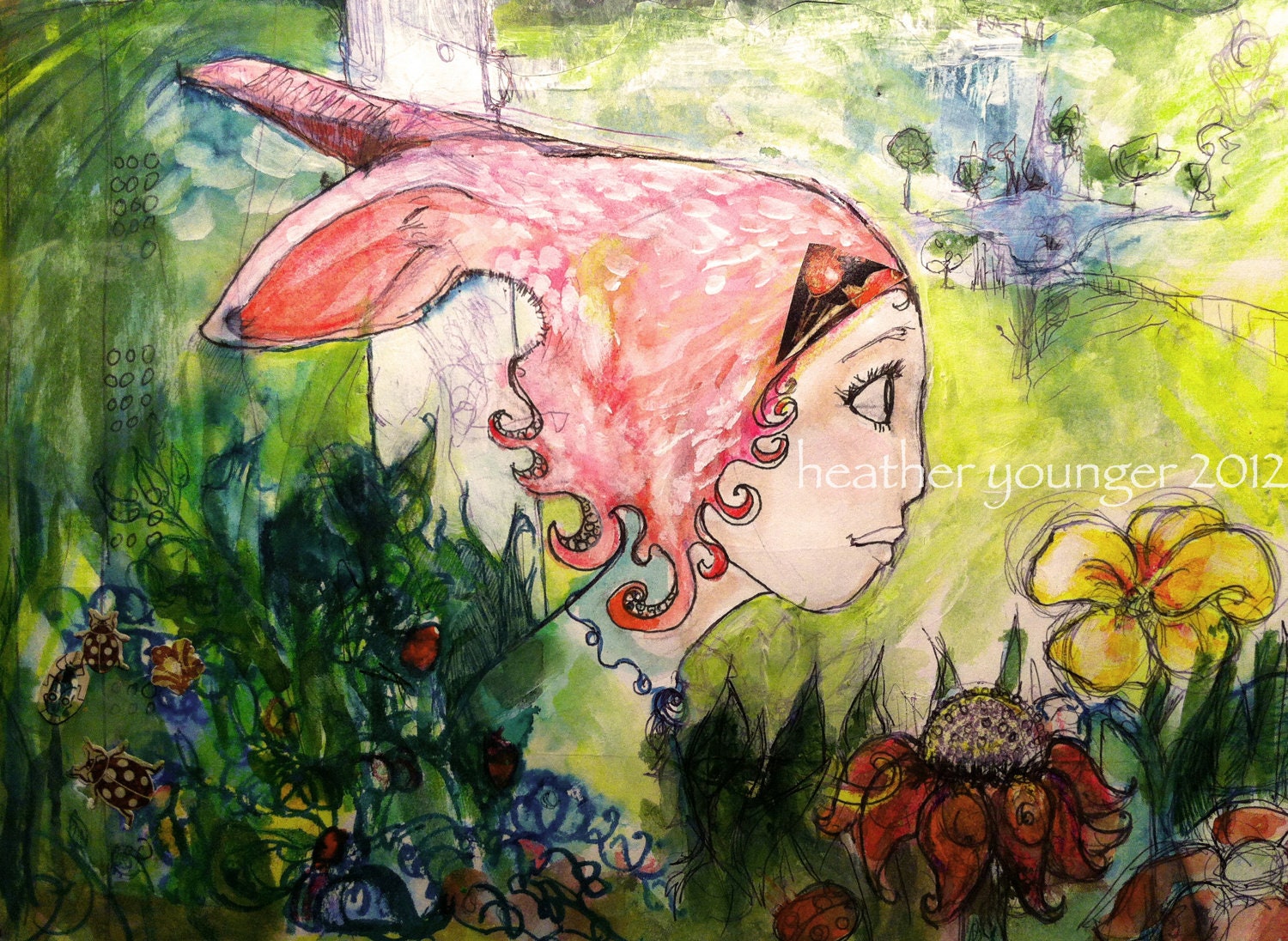 Morning in the Garden original illustration