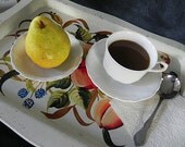 Vintage Metal Bed Tray Painted Fruit Collapsible