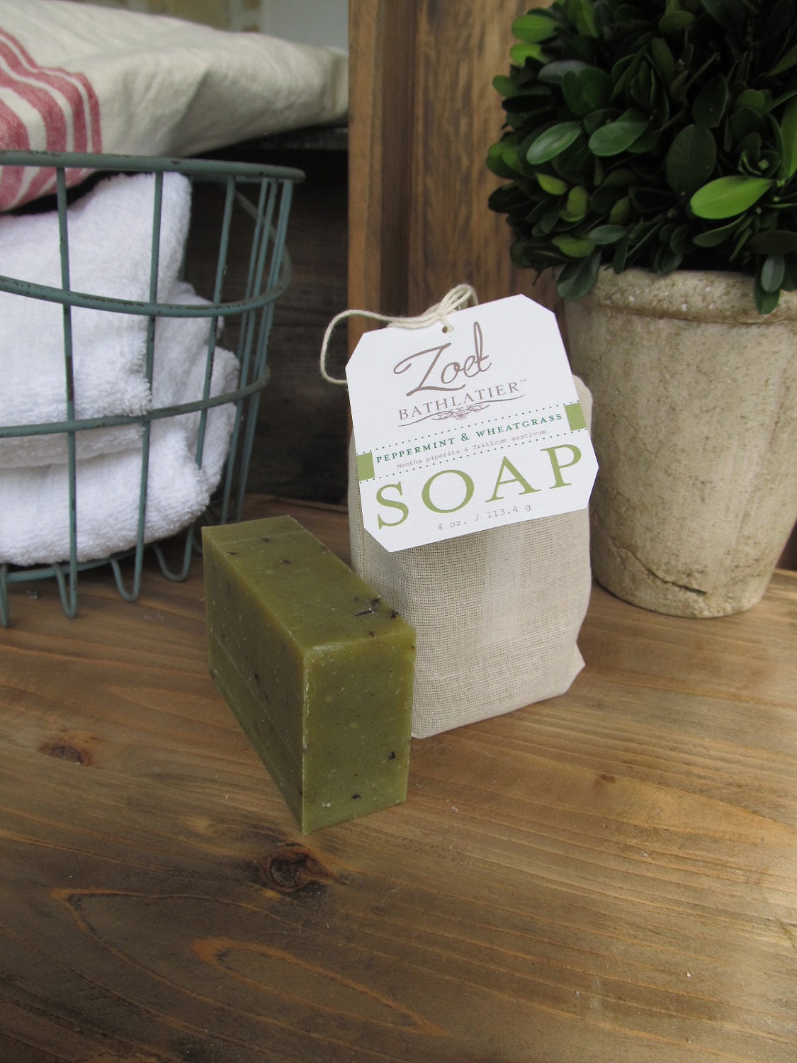 All Natural Peppermint and Wheatgrass Soap Bar