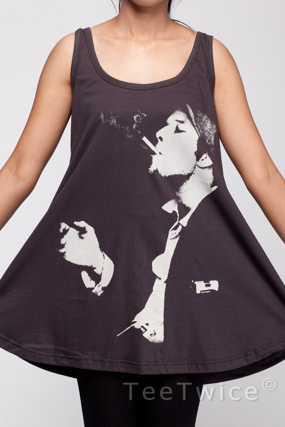 Tom Waits T Shirt Dress Folk Jazz Classic Rock Shirts Women Tank Top Black Tunic T-Shirt Sleeveless Vest Mini Dresses Size M L
