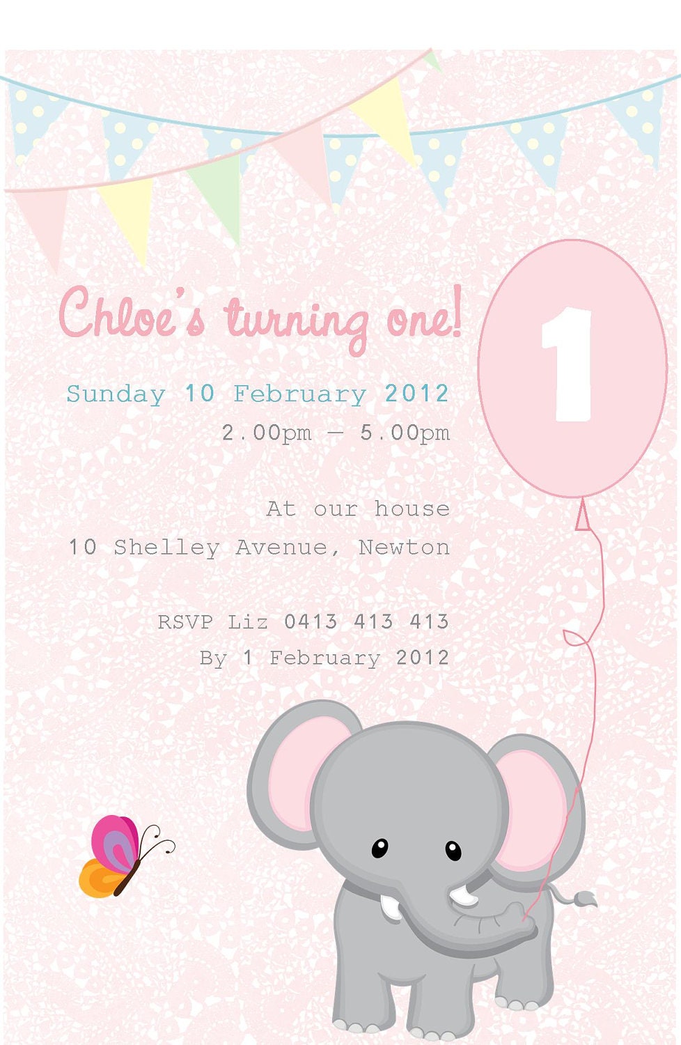 Elephant Birthday Invitations