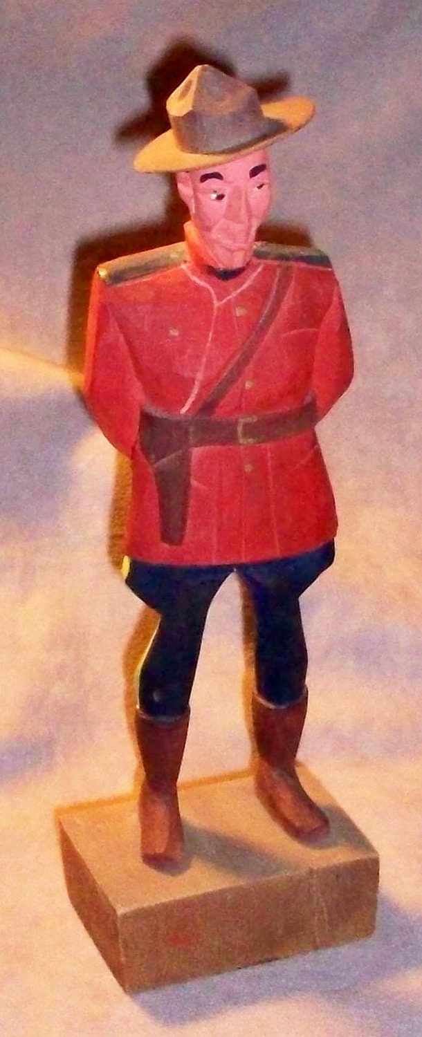 Wood Carving figure of Canadian Mounted Police Hannah by 357patm