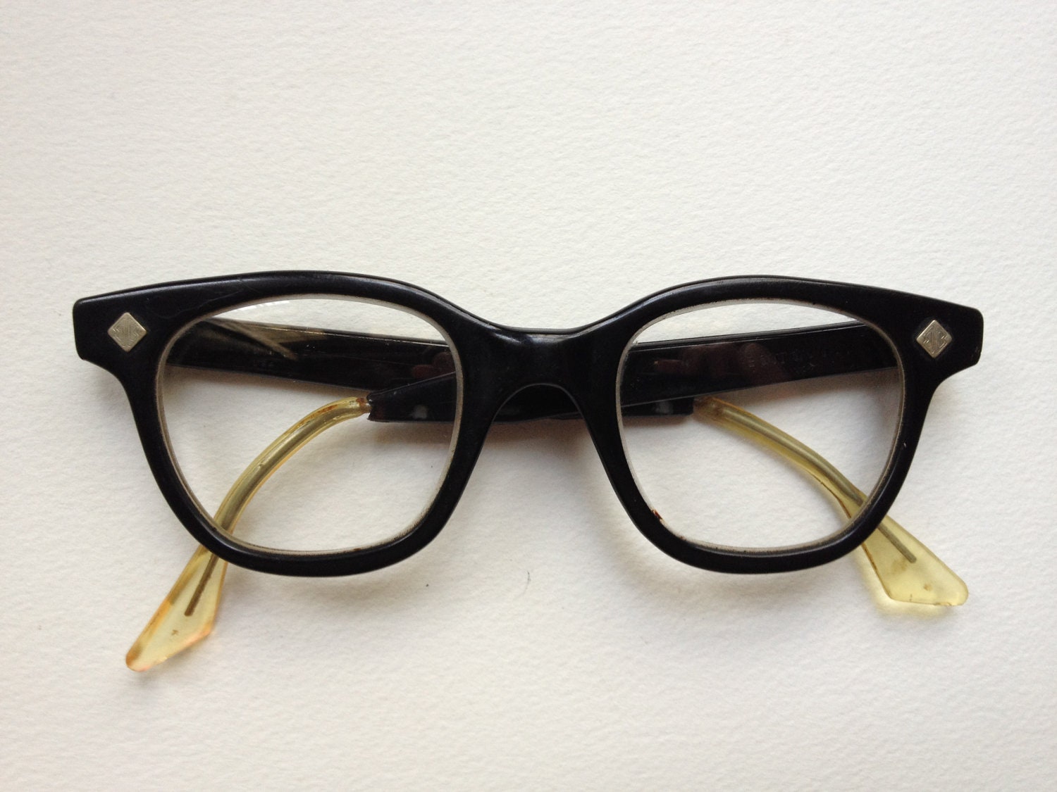 Black 1950's Glasses with Silver Diamond Shapes