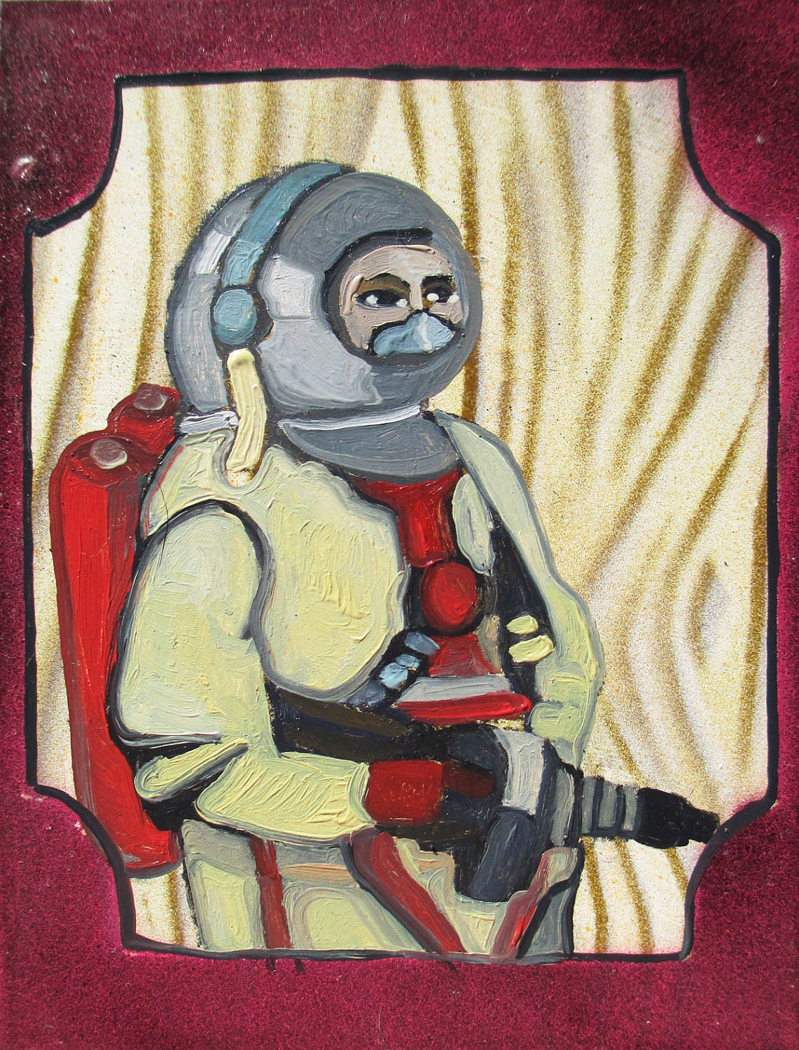 SciFi Painting - 1950s Spaceman Original Oil Miniature