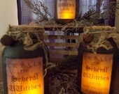Primitive Folk Art Halloween Luminere Tryals of Seberal Witches Salem New England 1664  Fall