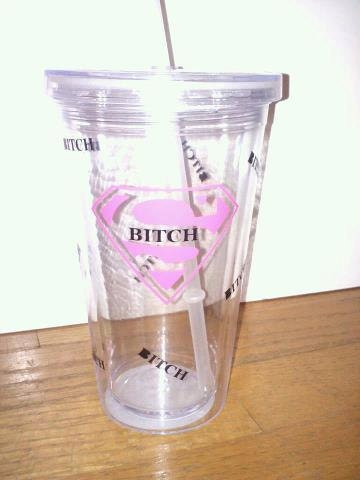 Double Wall Insulated "SUPER BITCH" Cup, Tumbler with Straw