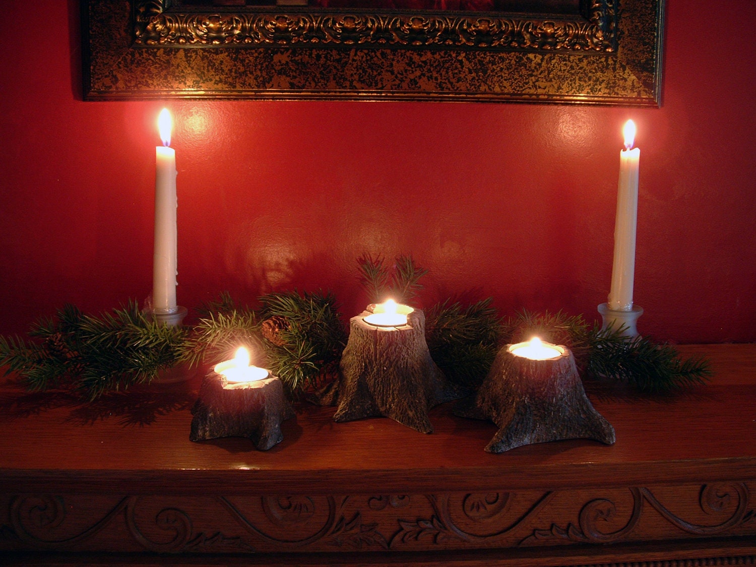 Whimsical Tree Stump Tea Candle Holders by NECenterpieces on Etsy