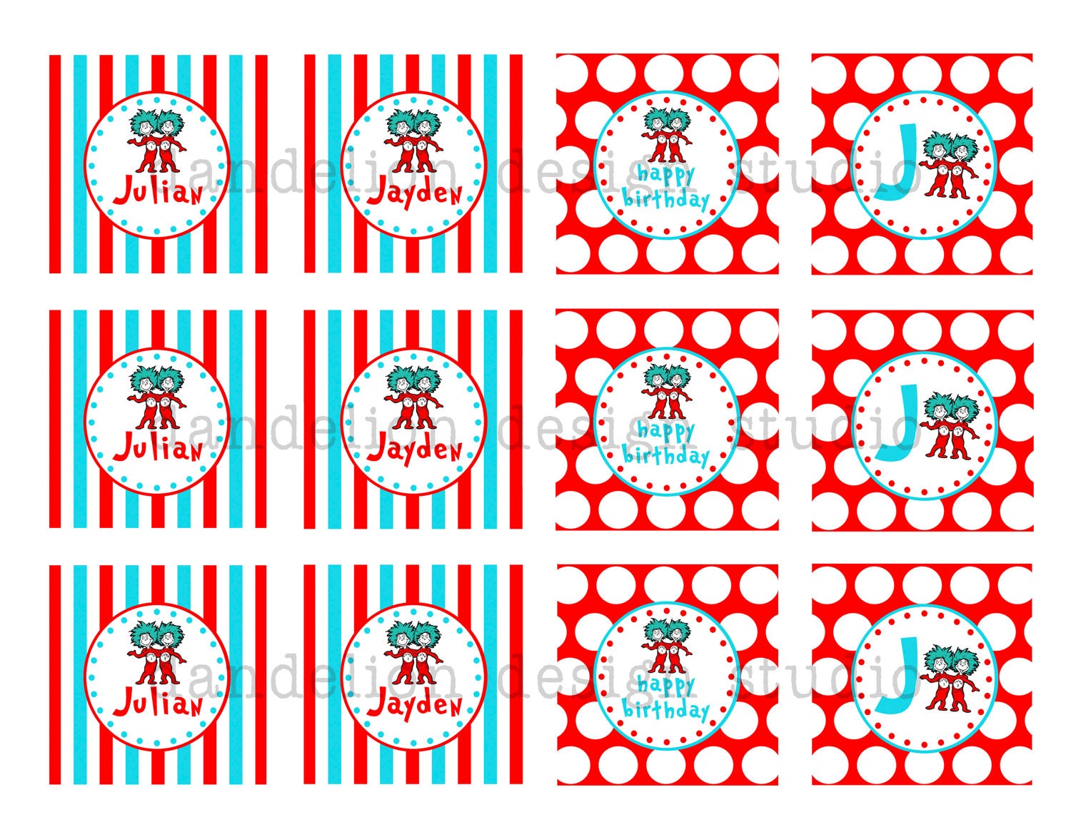 PRINTABLE Party Tags - Dr Seuss Party Collection - Dandelion Design Studio
