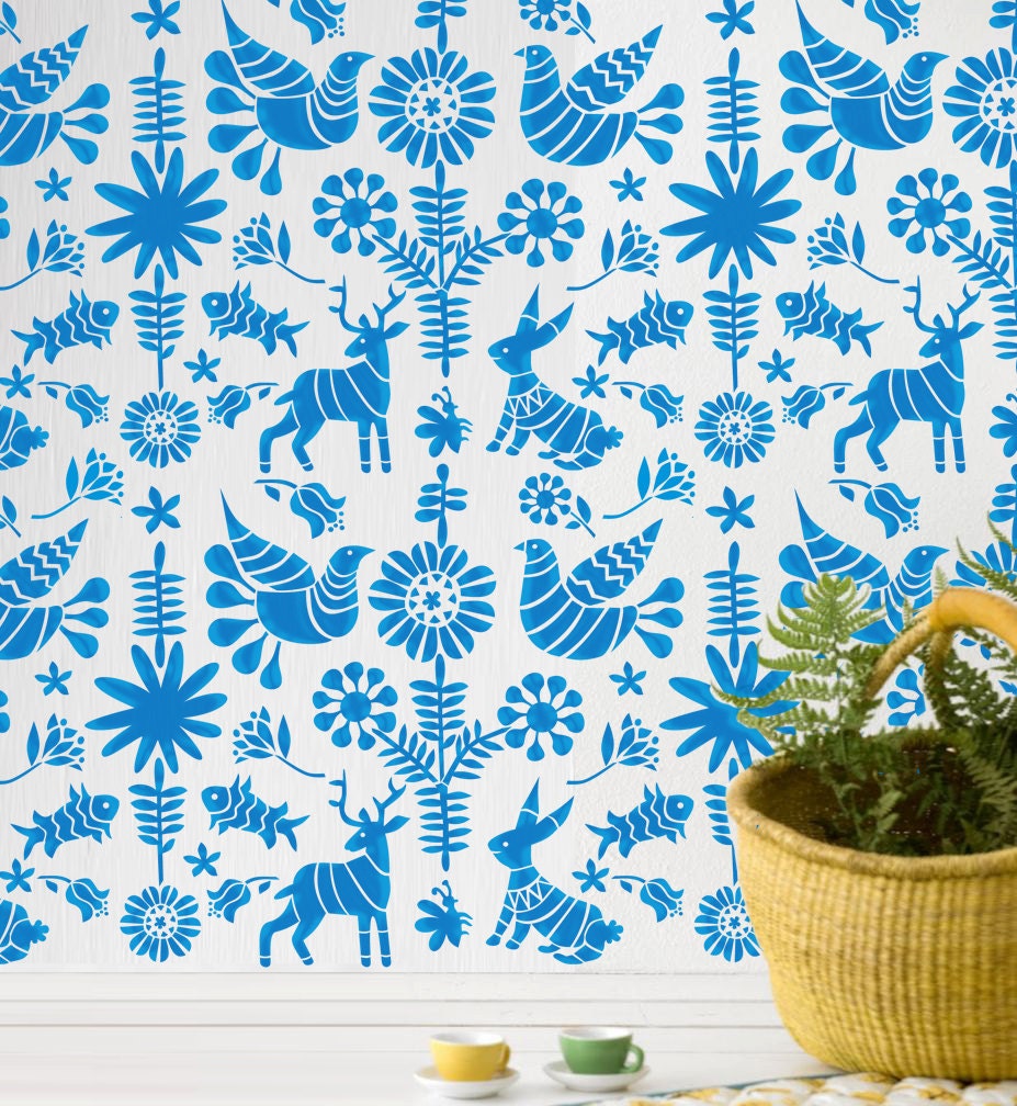 Wall Stencil Kids Room Mexican Otomi Pattern Wall Room Decor Made by OMG Stencils Home Improvements Color Paintings 0055
