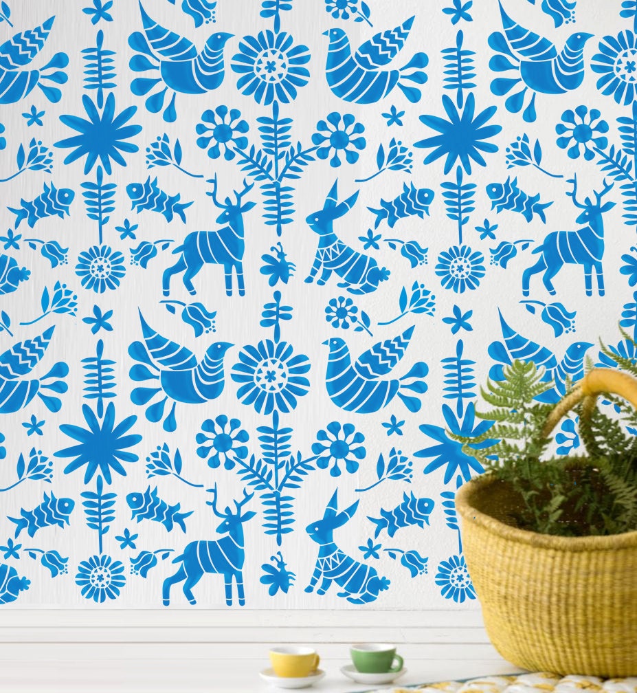 Kids Room Mexican Otomi Pattern Wall Room Decor Made by OMG Stencils Home Improvements Color Paintings 0055