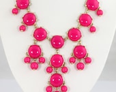 20mm Hot pink/fuchsia Bubble  Necklace,Bib Necklace,Statement Necklace,Princess Bib Bubble Necklace-Bubble040