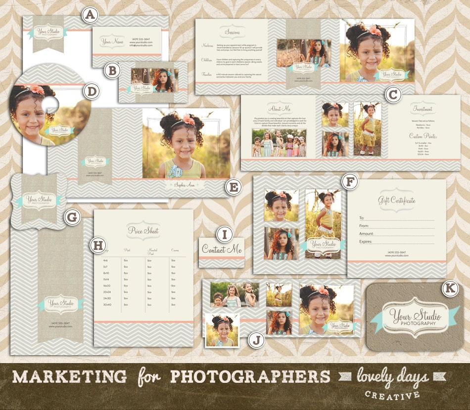 Photography Marketing Template Set Includes Logo business card and more INSTANT DOWNLOAD