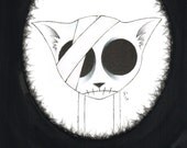 Original Illustration, Zombie, Cat, Dead Kitty, Picture, Art, Ink, Pencil, Acrylic, 24 x 32 cm, Figure, Horror, Old School, Tattoo Design