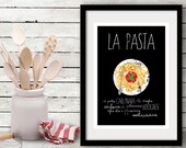 La Pasta - Typographic print - poster art print italy food macaroni - Italian kitchen art